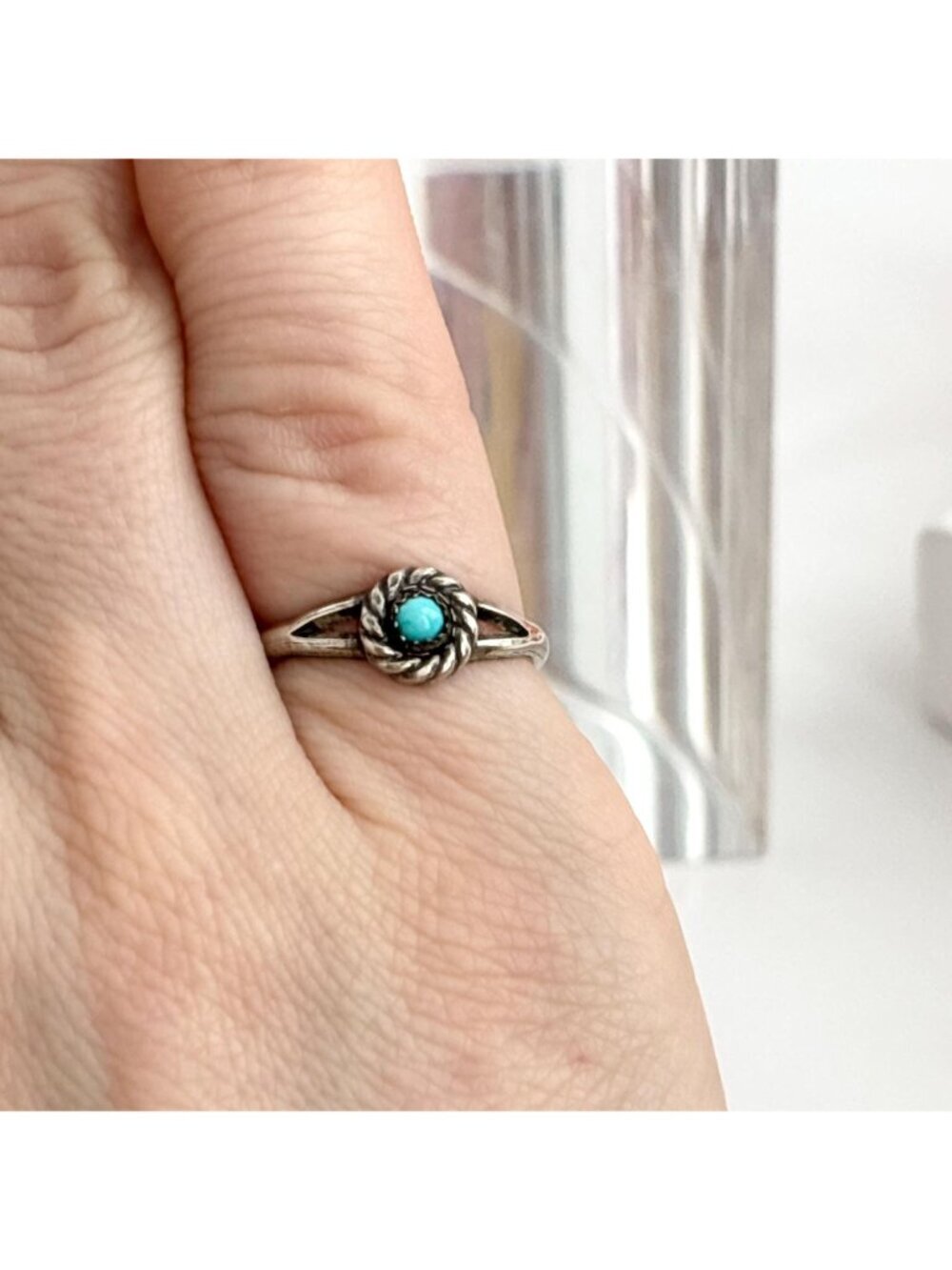 Sleeping Beauty Turquoise Southwest Style Sterling Silver 925 Vintage Ring - Picture 12 of 13
